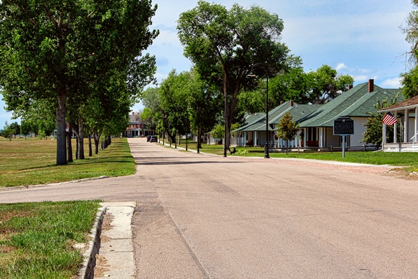 A Look Down the Street of Officer's Quarters at Fort Robinson State Park near Crawford Nebraska.